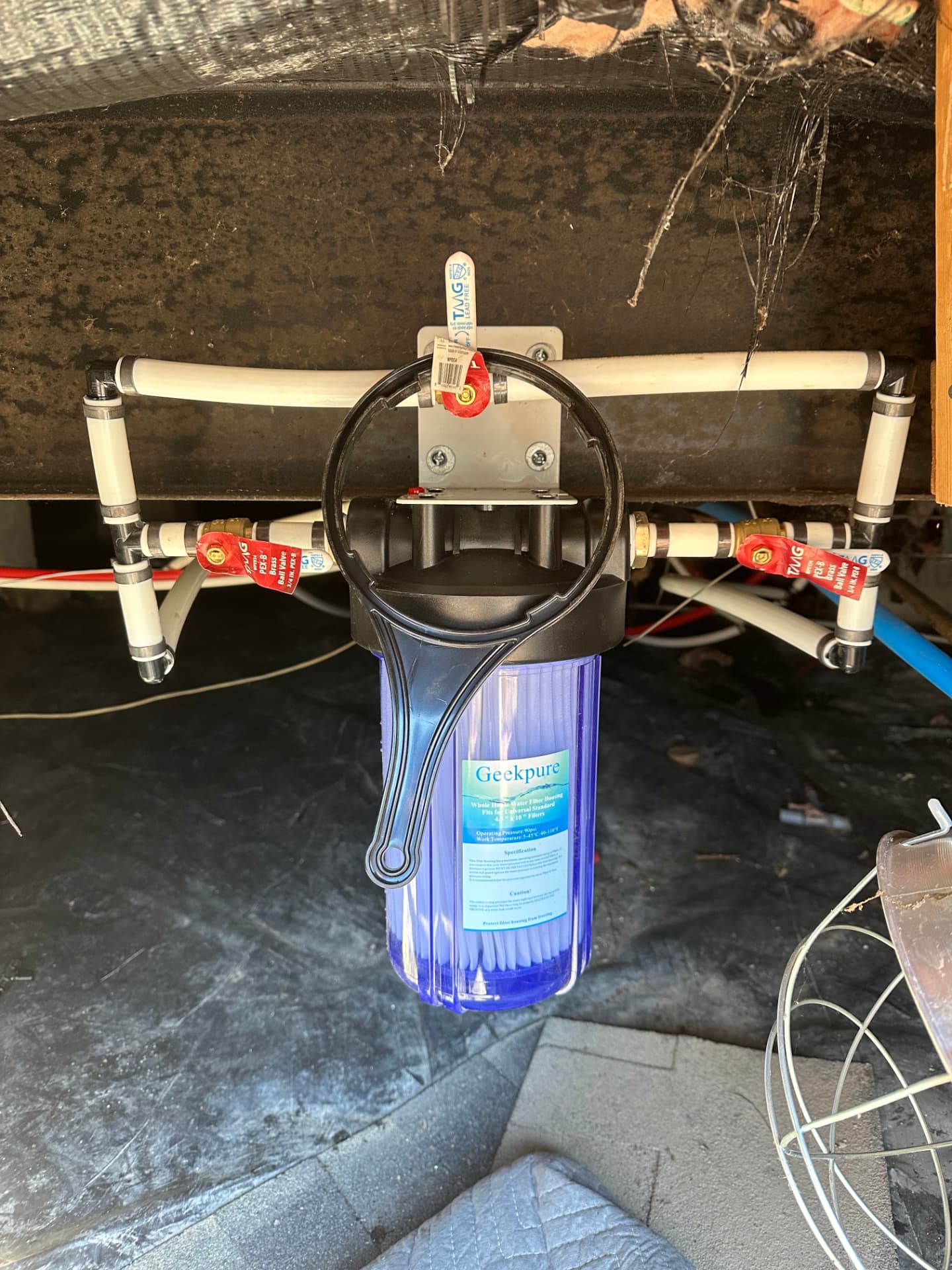 Geekpure whole-house filter installed with isolation valves